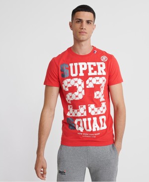 Superdry Squad Férfi Pólók Piros | OFWXG2745